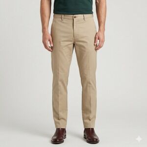 Dockers‎ Signature Khaki D1 Slim Fit Flat Front Tan Chino Pants Men's EUC